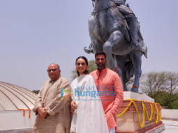 Photos: Akshay Kumar, Manushi Chhillar, and Dr. Chandraprakash Dwivedi snapped promoting the film Samrat Prithviraj at Rai Pithora Fort in Delhi