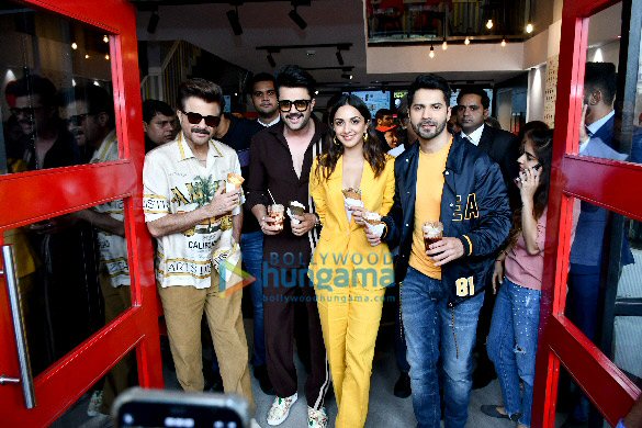 Photos: Cast of Jugjugg Jeeyo snapped promoting their film at an ice-cream centre in Delhi
