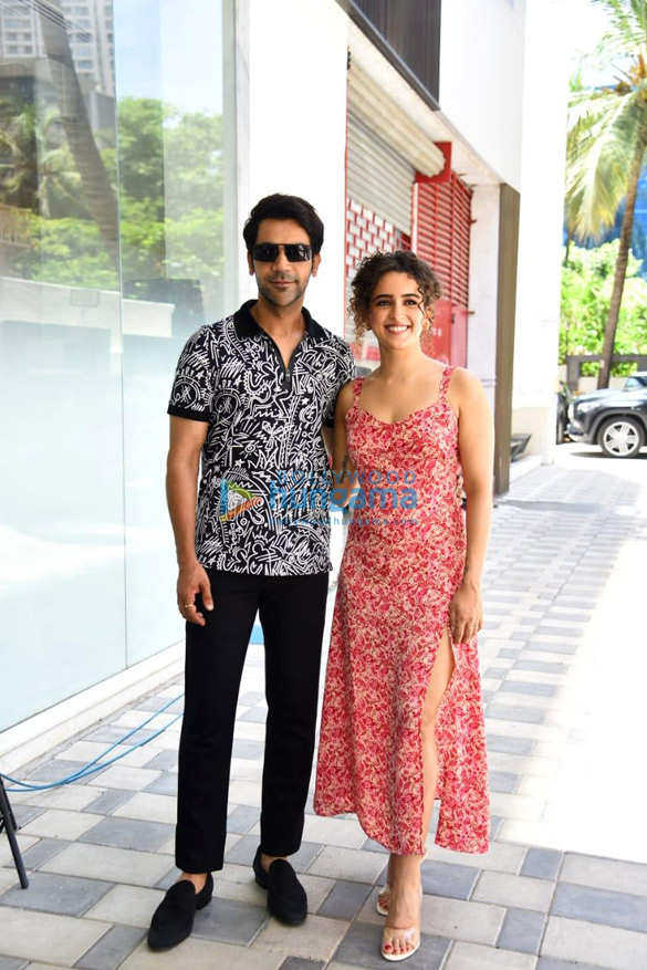 photos rajkummar rao and sanya malhotra spotted at t series office promoting their film hit the first case 2