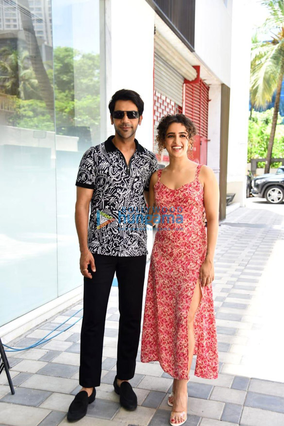 photos rajkummar rao and sanya malhotra spotted at t series office promoting their film hit the first case 5