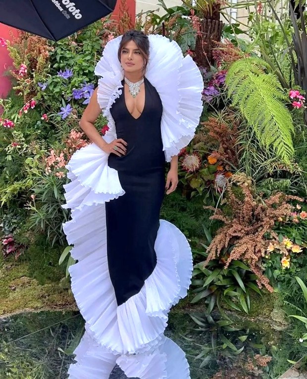 Priyanka Chopra enchants in monochrome ruffled gown for Bvlgari event