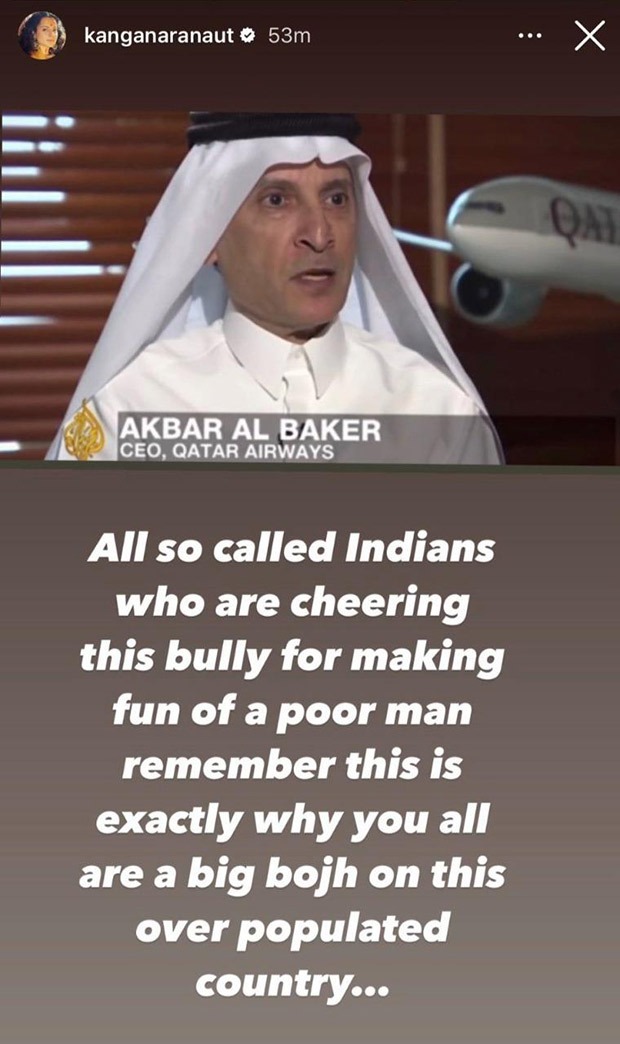 Kangana Ranaut lashes out at Qatar Airway CEO while reacting to spoof video; later deletes post