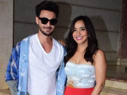 Aayush Sharma poses for paps with Neha Sharma