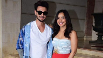 Aayush Sharma poses for paps with Neha Sharma
