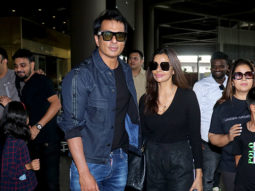 Birthday boy Sonu Sood poses with fans at airport