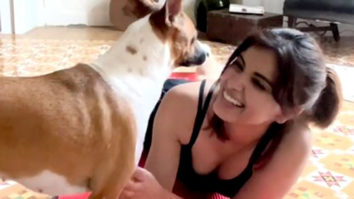 Diana Penty recieves a sweet kiss from her dog