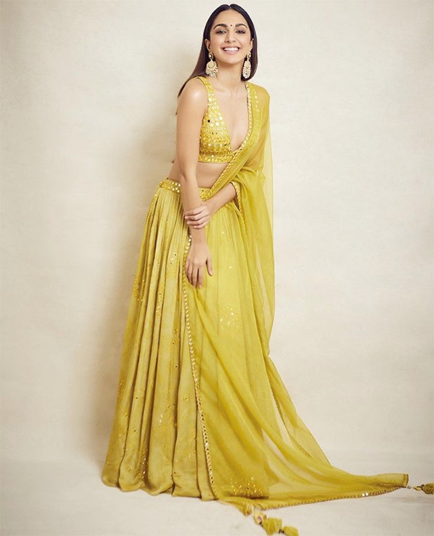 Kiara Advani looks splendid in mustard coloured lehenga with plunging neckline worth Rs. 68,000 for Jugjugg Jeeyo promotions 