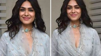 Mrunal Thakur shines bright in blue anarkali suit as she promotes Sita Ramam with Dulquer Salman in Hyderabad