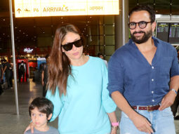 Saif Ali Khan and Kareena Kapoor at the airport with baby Jeh and Taimur
