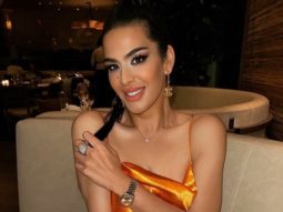 Sanjay Dutt’s daughter Trishala Dutt shares a smouldering picture in orange satin midi dress with cowl neckline