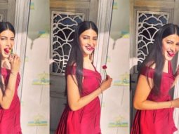 Shruti Haasan poses in a red outfit and a red rose!