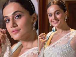 Taapsee Pannu is beauty personified in powder blue saree and embellished blouse worth Rs. 59,900 for Shabaash Mithu promotions