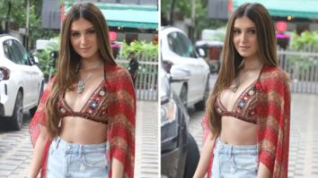 Tara Sutaria gives boho-chic vibes in denim shorts, printed jacket and bralette worth Rs. 14,000