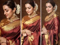 Trisha Krishnan stuns in a classic Kanjeevaram saree for Ponniyin Selvan-1 teaser launch