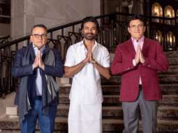 Veshti-clad Dhanush welcomes The Gray Man directors Joe and Anthony Russo to India, see photo