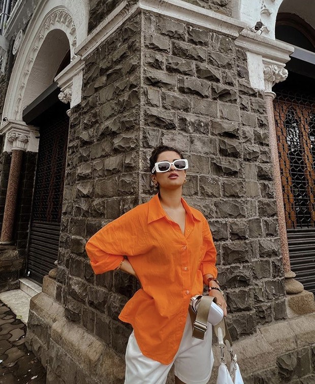 Avneet Kaur takes over streets of Mumbai in chic oversized orange shirt and white shorts