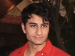 Ibrahim Ali Khan looks handsome in red shirt as he waves at paps