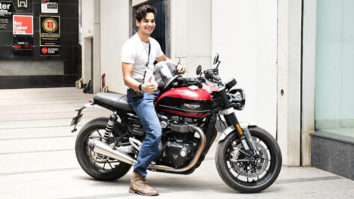 Ishaan Khatter poses for paps on a bike