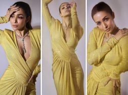 Malaika Arora looks resplendent in bold yellow dress featuring a thigh-high slit at the Filmfare awards