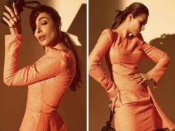 Malaika Arora shines at the Ahikoza brand’s launch celebration in a sparkly tangerine dress