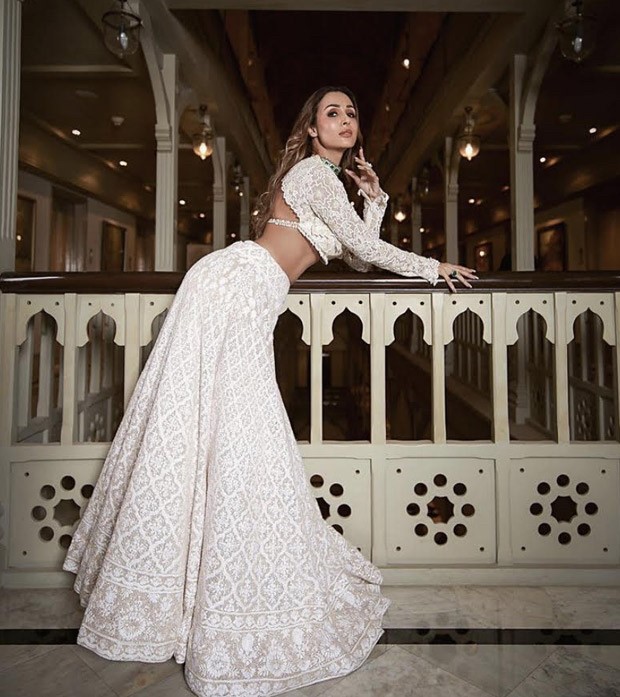 Malaika Arora’s pristine white lehenga from Kunal Rawal's pre-wedding bash is all things perfect 