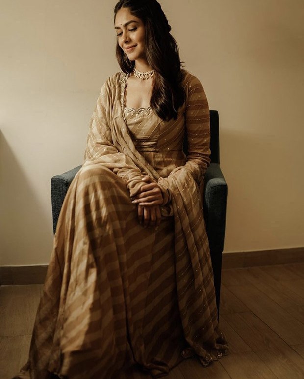 Mrunal Thakur is a sight to behold in gorgeous brown anarkali worth Rs. 26K as she promotes Sita Ramam