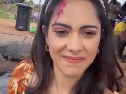 Nushrratt Bharuccha shares a sneak peak from sets as she shoots for an intense action scene, shares bloody look