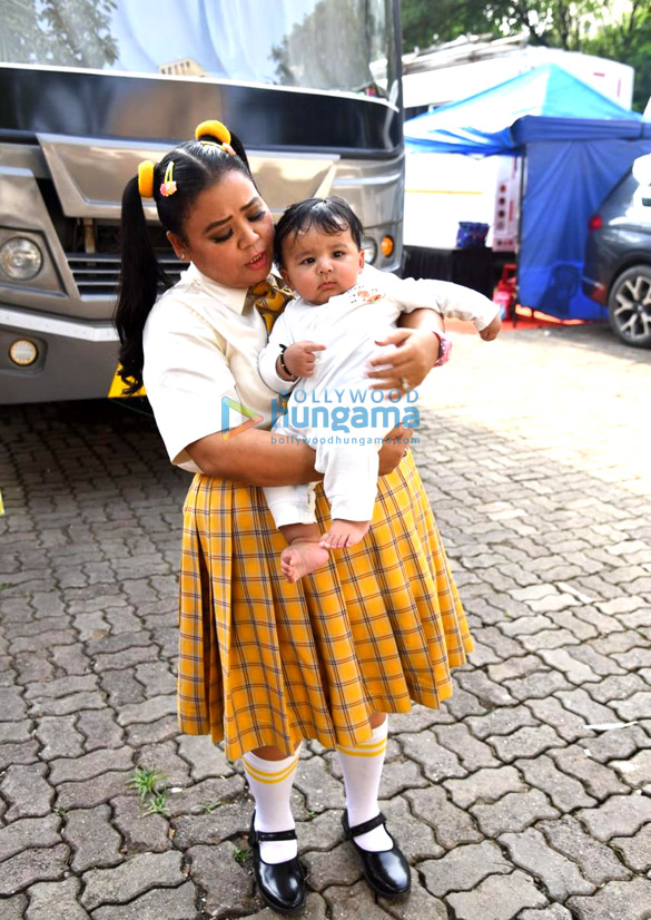Photos: Bharti Singh snapped with her son Lakshya on the sets of Sa Re Ga Ma Pa Li’l Champs in Powai
