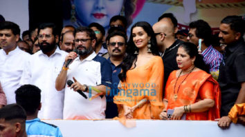 Photos: Shraddha Kapoor snapped with CM Eknath Shinde at Tembhi Naka in Thane for Gokulashtami celebrations