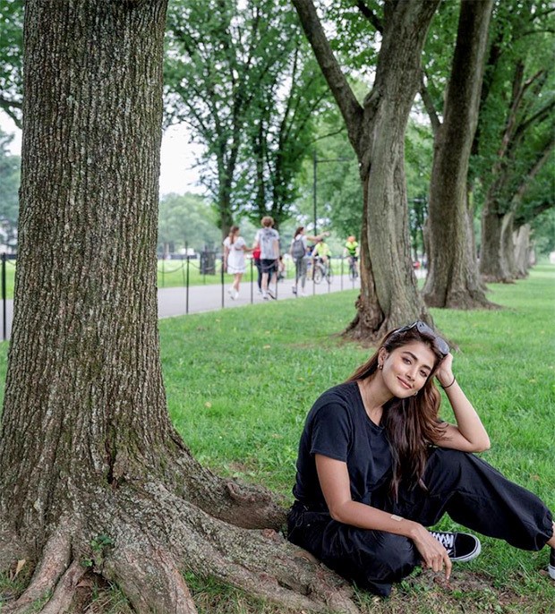 Pooja Hegde poses in amid trees as a ‘tree-hugger’ in Washington DC