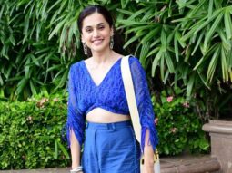 Taapsee Pannu smiles for paps in blue oufit and silver heels