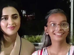 Tejasswi Prakrash poses with her fans at the airport