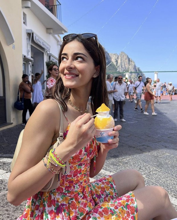 Ananya Panday enjoys lemon sorbet in a floral printed mini dress during her Italy vacation Ananya Panday enjoys lemon sorbet in a floral printed mini dress during her Italy vacation