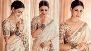Genelia D’Souza’s off-white saree by JJ Valaya strikes balance of tradition and modernity