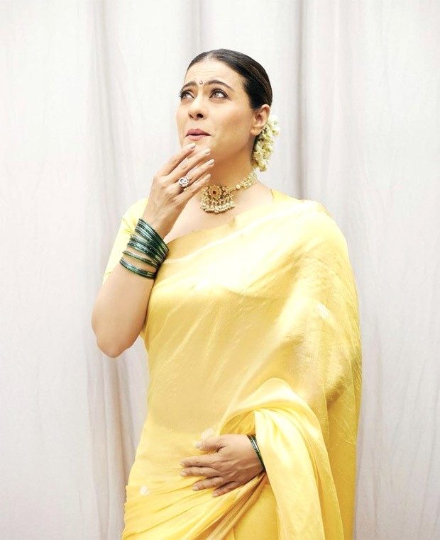 Kajol looks vivacious in Raw Mango’s yellow saree as she drops pictures from Ganesh Chaturthi celebrations