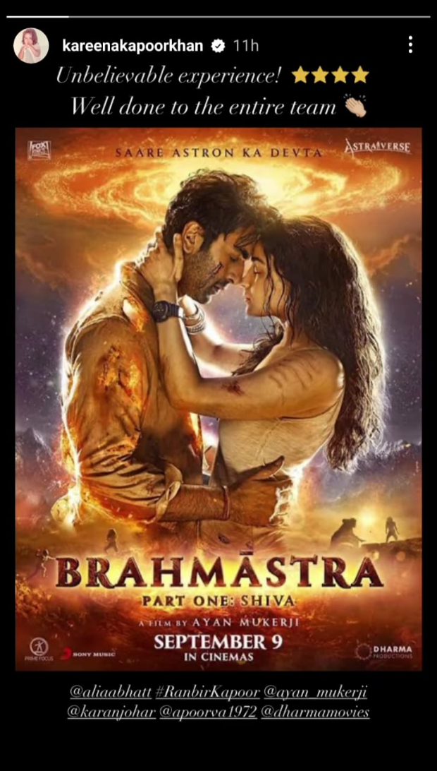 Kareena Kapoor Khan, Janhvi Kapoor, Arjun Kapoor, Varun Dhawan review Brahmastra starring Ranbir Kapoor & Alia Bhatt: 'Packed theatre with audiences cheering and hooting'
