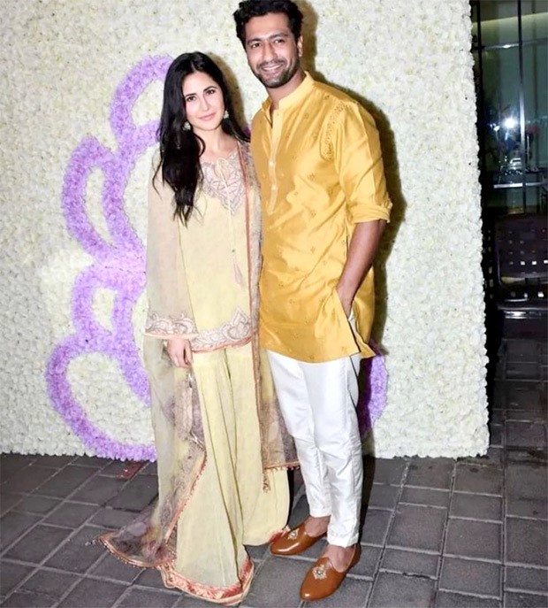 Katrina Kaif-Vicky Kaushal twin in yellow as they attend Ganesh Chaturthi celebrations hosted by Arpita Khan Sharma