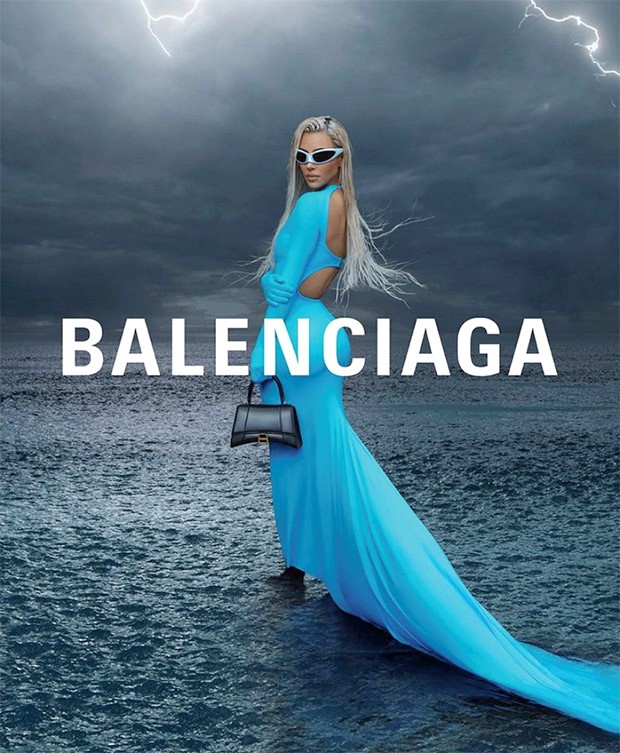 Kim Kardashian dazzles in an electric blue gown with cut-outs at the back for new Balenciaga campaign 