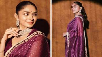 Mrunal Thakur shows the regal Indian route in violet banarsi silk saree worth Rs. 21K