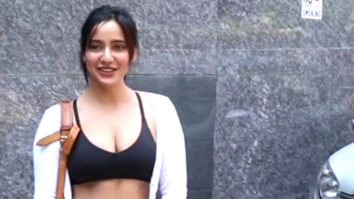 Neha Sharma waves at paps in sporty outfit