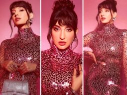 Nora Fatehi looks sizzling in a body-con Atelier Zuhra pink mirror mosaic gown