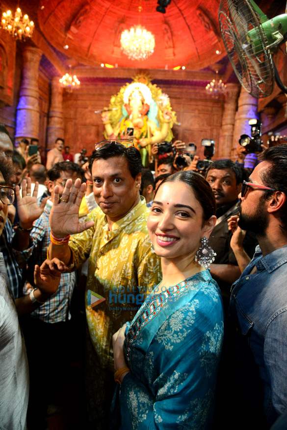 photos tamannaah bhatia and madhur bhandarkar snapped at lalbaugcha raja to seek blessings after of babli bouncer trailer launch 2