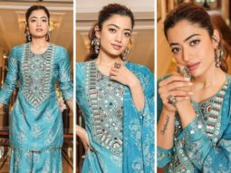 Rashmika Mandanna steps out in style in a blue sharara as she promotes ‘Goodbye’