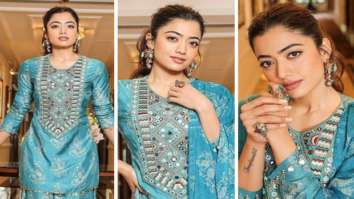 Rashmika Mandanna steps out in style in a blue sharara as she promotes ‘Goodbye’