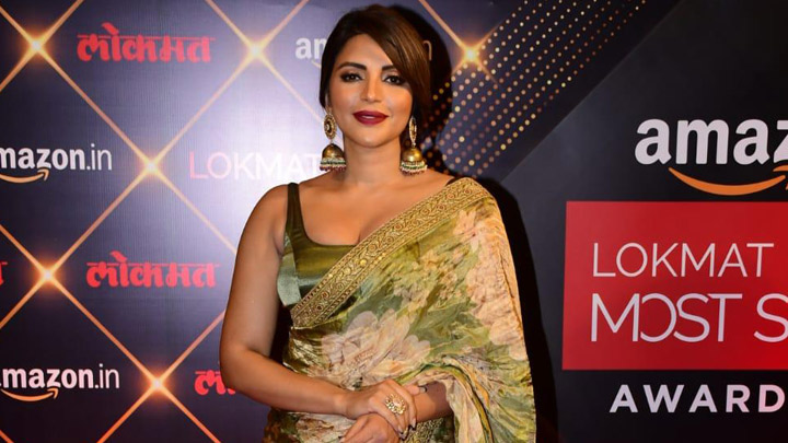 Shama Sikander gets clicked in a red saree