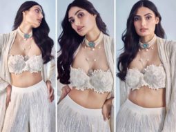 Athiya Shetty dons a contemporary three-piece set by Manish Malhotra at Ramesh Taurani’s Diwali bash