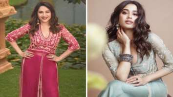 Fashion Face off: Madhuri Dixit or Janhvi Kapoor, Who is your pick for the contemporary chanderi slit suit worth Rs 25K by Devnaagri?