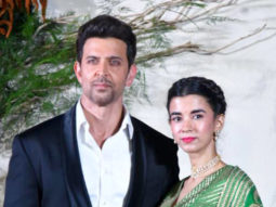 Hrithik Roshan and Saba Azad pose together for paps at Richa And Ali’s reception