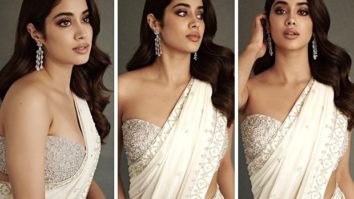 Janhvi Kapoor looks enchanting in an off white sari and strapless blouse as she promotes her film Mili in the city
