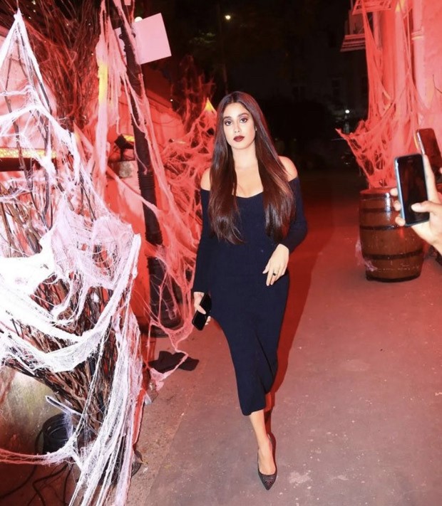 Janhvi Kapoor rocks a black body-con dress and dark makeup to channel Morticia Addams for a Halloween party